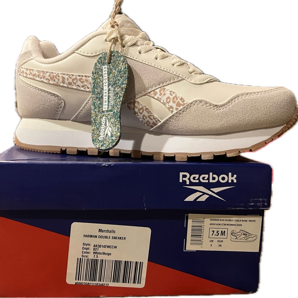 Women’s Reebok Harmon Run Double Sneaker Bone/Cheetah print size 7.5M